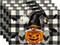 Set of 4 Buffalo Plaid Gnome Pumpkin Halloween Placemats - 12x18 Inch (Black/Beige)